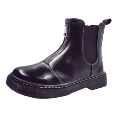 Sale Front Zipper Flat Leather Boots