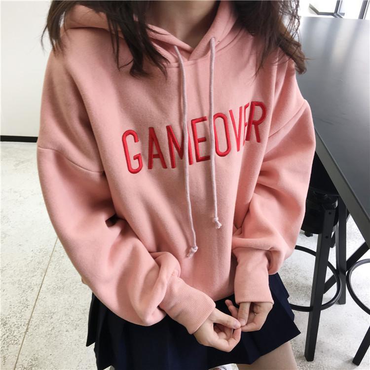 Sale Gameover Pink Warm Fleece Oversized Hoodie