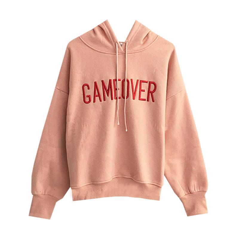 Sale Gameover Pink Warm Fleece Oversized Hoodie