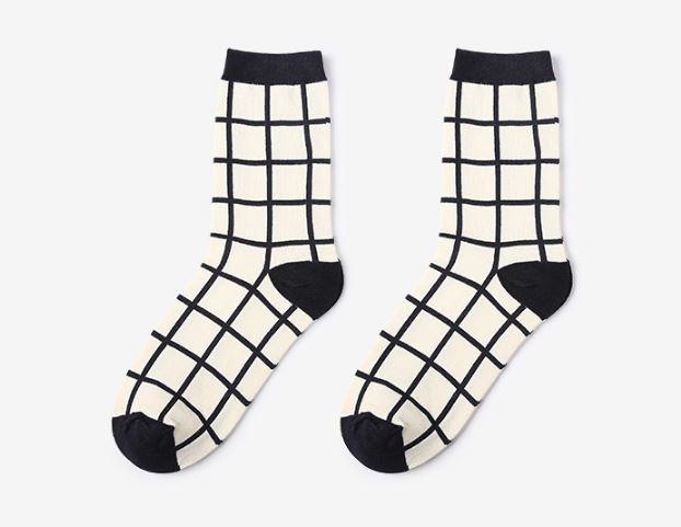 Sale Geometric Printing Checkered Striped Socks