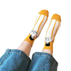 Sale Girl Portrait Cartoon Printed Cotton Socks