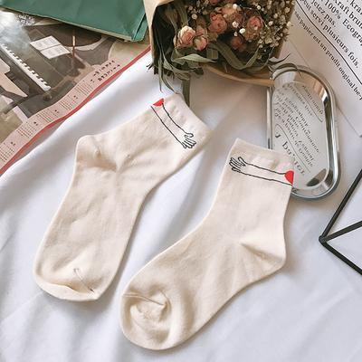 Sale Girl Portrait Cartoon Printed Cotton Socks