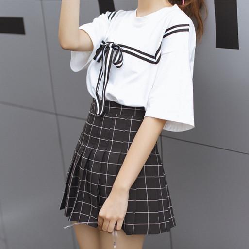 Sale Grid School Short Pleated Skirt