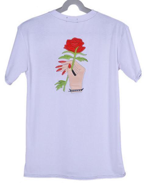 Sale Hand Hold Rose Embroidery Tshirt