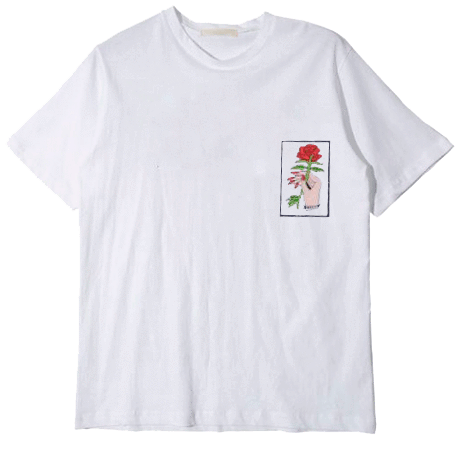 Sale Hand Hold Rose Embroidery Tshirt