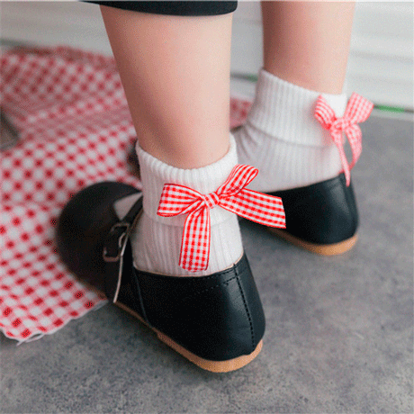 Sale Heel Back Plaid Ribbon Bow Poppy Socks
