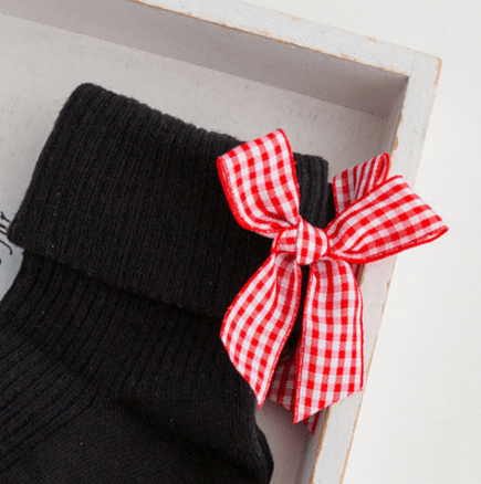 Sale Heel Back Plaid Ribbon Bow Poppy Socks
