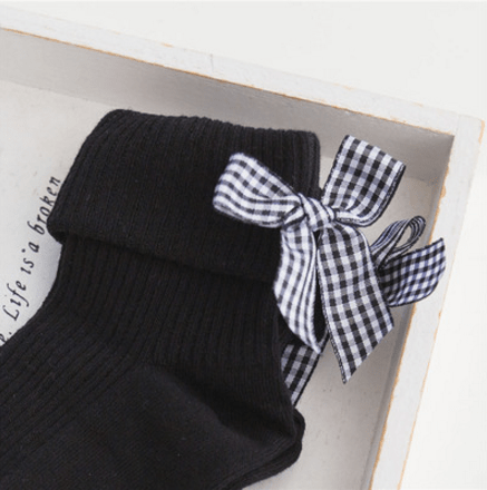 Sale Heel Back Plaid Ribbon Bow Poppy Socks