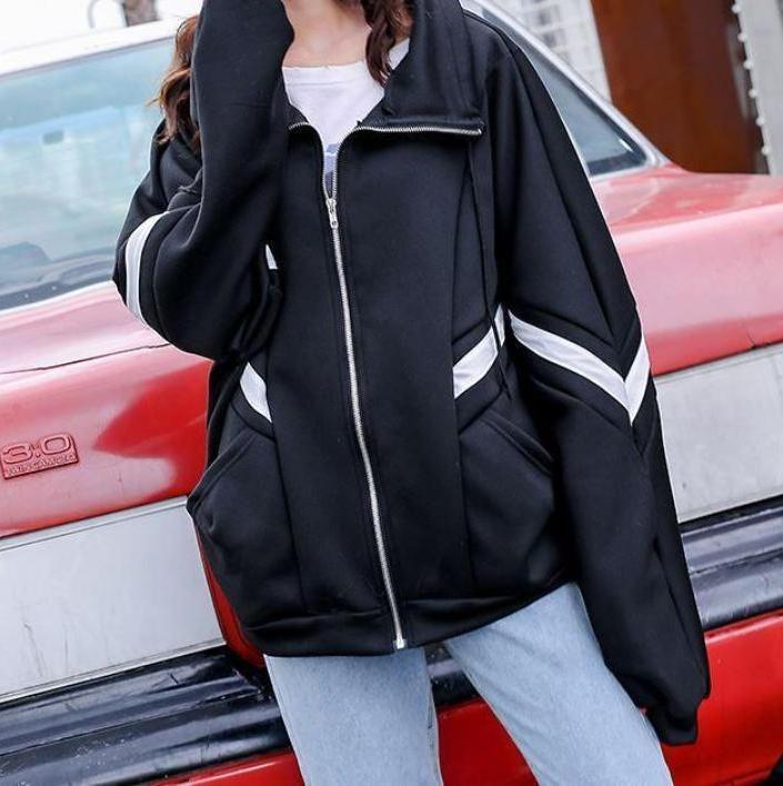 Sale High Collar Oversized Sporty Lines Jacket