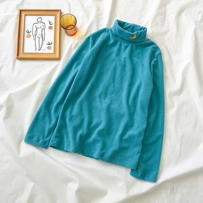 Sale High Neck Cute Embroideries Soft Fleece Blouse