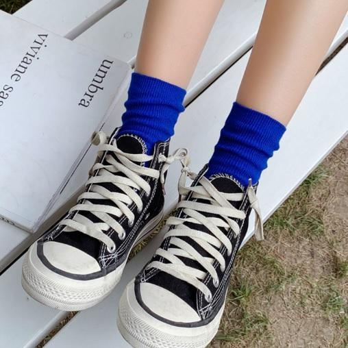 Sale Kawaii Basic Ribbed Bright Solid Colors Socks