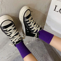 Sale Kawaii Basic Ribbed Bright Solid Colors Socks
