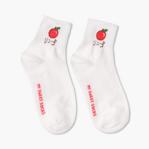 Sale Kawaii Fruits Flat Knit White Socks