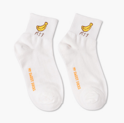 Sale Kawaii Fruits Flat Knit White Socks