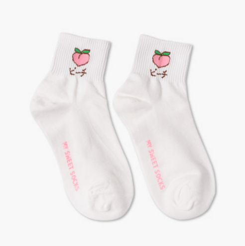 Sale Kawaii Fruits Flat Knit White Socks
