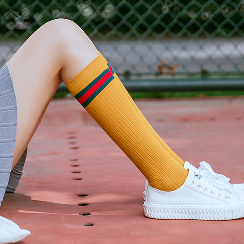 Sale Knit Triple Sportish Stripes High Socks