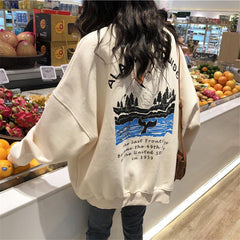 Sale Oversize Alaska Cruise Print Warm Hoodie