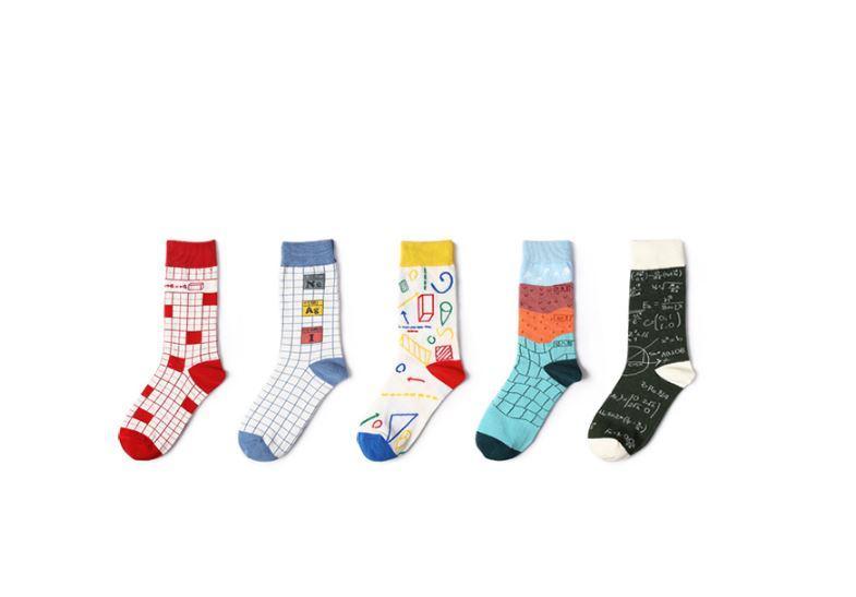 Sale Plaid Print Formulas Of Drawings Pattern Socks