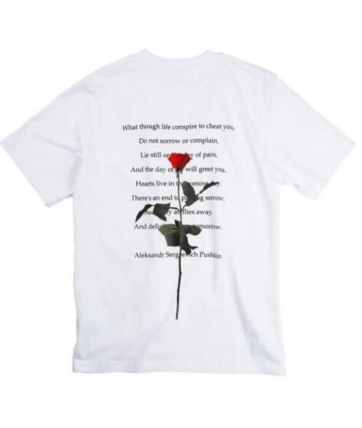 Sale Poetry Rose Print Cotton Tshirt