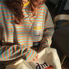 Sale Rainbow Stripes Ulzzang Oversized Sweatshirt