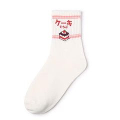 Sale Stripe Embroidery White Socks