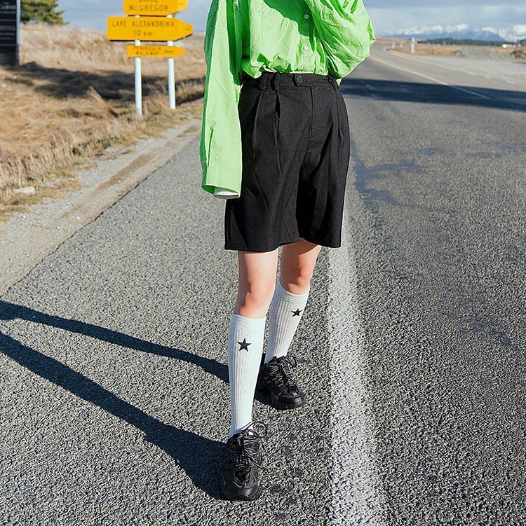 Sale Teen Trend Bunte Drucke Gerippte Kniestrümpfe 