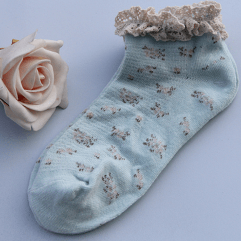 Sale Vintage Floral Curly Edge Lolita Socks