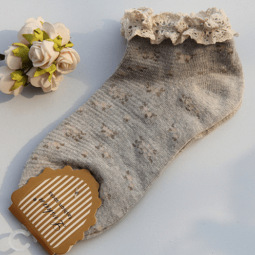 Sale Vintage Floral Curly Edge Lolita Socks