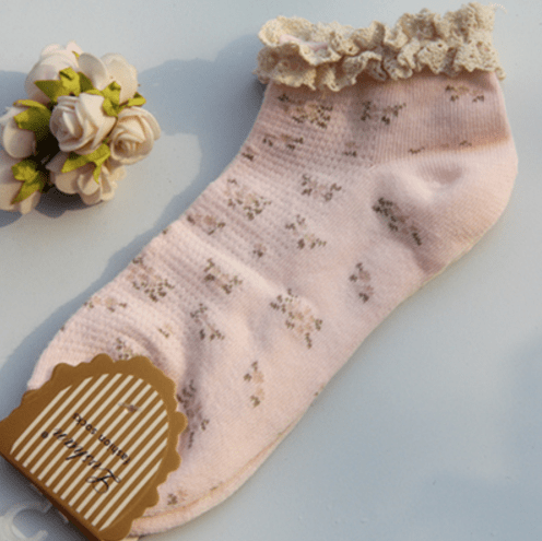 Sale Vintage Floral Curly Edge Lolita Socks