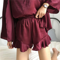 Satin Light Pajama 2In1 Set Shorts Jacket