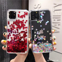 Sequin Hearts Liquid Iphone Case