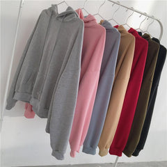 Seven Colors Oversized Front Pocket Long Sleeve Hoodie