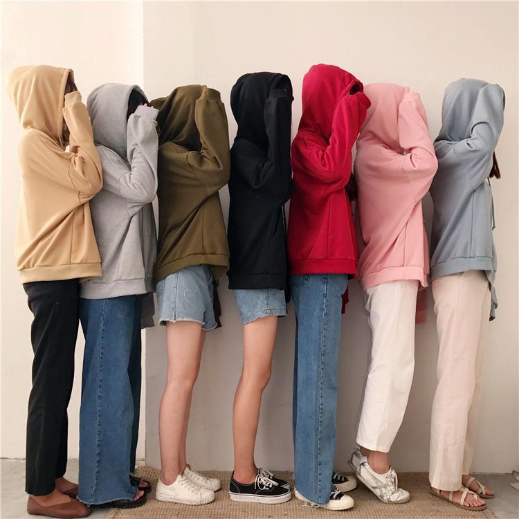 Seven Colors Oversized Front Pocket Long Sleeve Hoodie