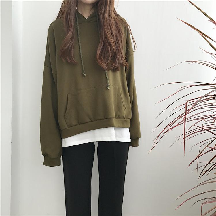 Seven Colors Oversized Front Pocket Long Sleeve Hoodie