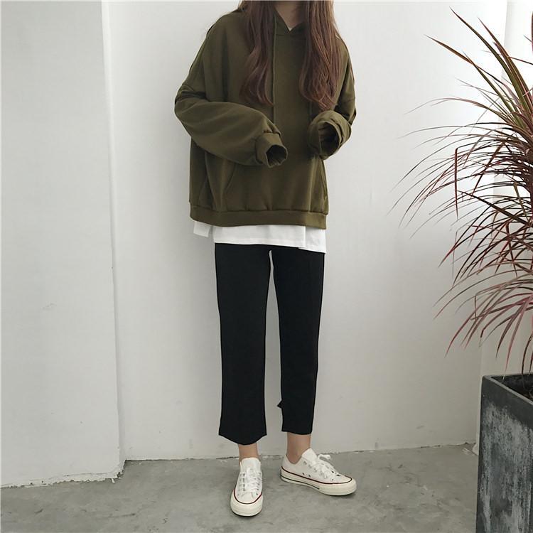 Seven Colors Oversized Front Pocket Long Sleeve Hoodie