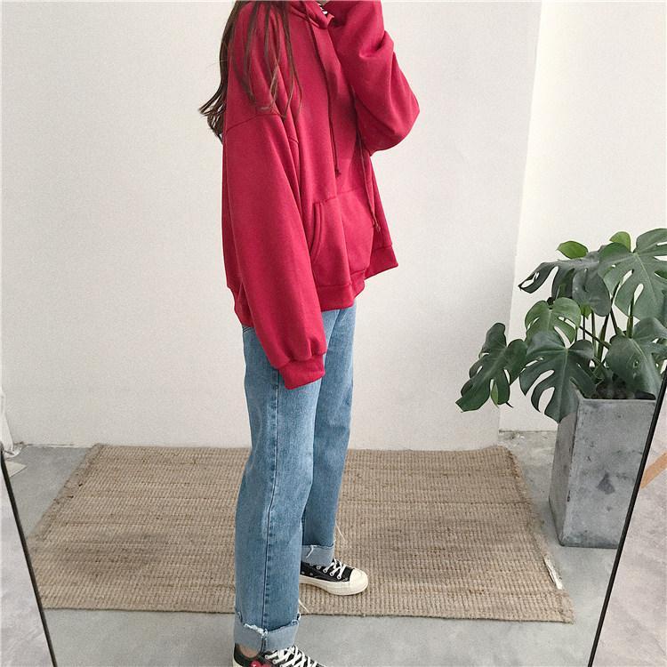 Seven Colors Oversized Front Pocket Long Sleeve Hoodie