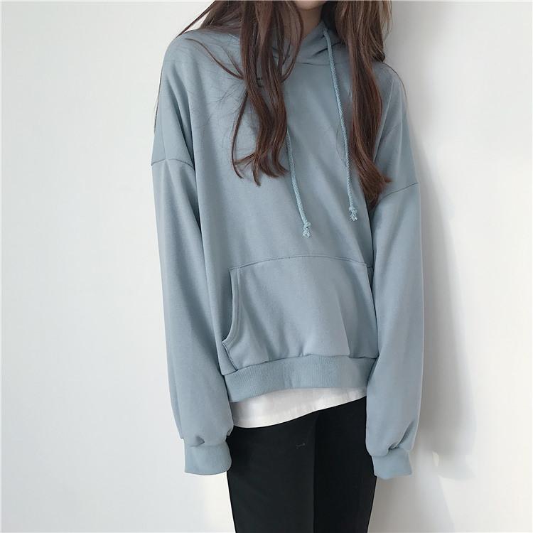 Seven Colors Oversized Front Pocket Long Sleeve Hoodie