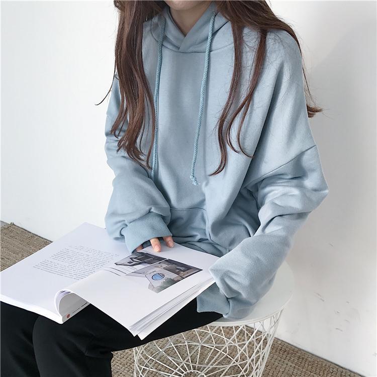 Seven Colors Oversized Front Pocket Long Sleeve Hoodie