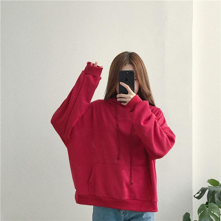 Seven Colors Oversized Front Pocket Long Sleeve Hoodie