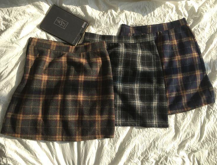 Short Tartan Plaid Zipper Skirt