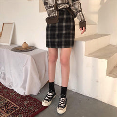 Short Tartan Plaid Zipper Skirt