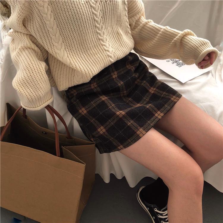 Short Tartan Plaid Zipper Skirt