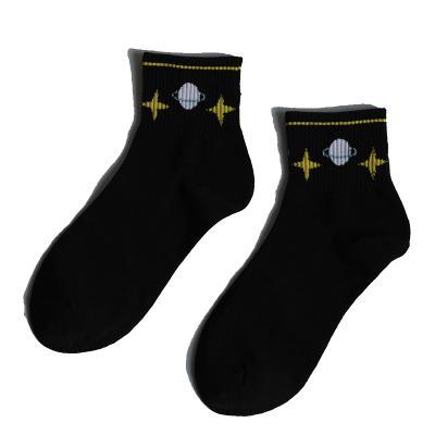 Short White Ankle Embroidery Patches Socks