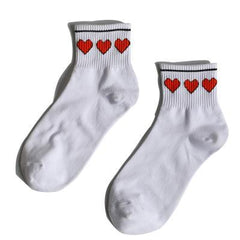 Short White Ankle Embroidery Patches Socks