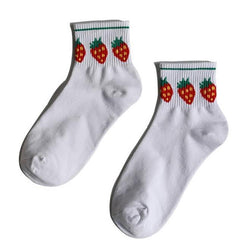 Short White Ankle Embroidery Patches Socks