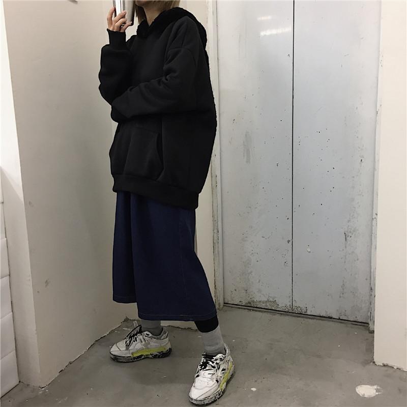 Side Stripes Blue Color Block Oversized Sweatshirt