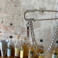 Silver Chains Grunge Girl Huge Pin Brooch