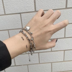 Silver Heart Grunge Aesthetic Chain Bracelet