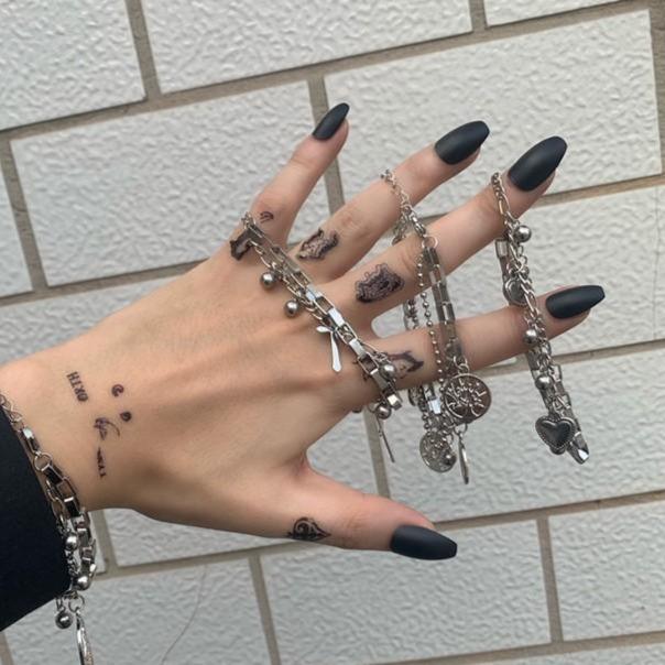 Silver Heart Grunge Aesthetic Chain Bracelet