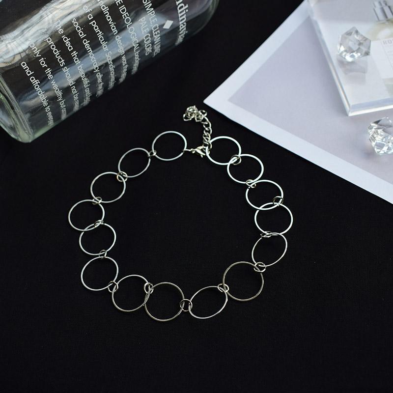 Silver Metal Rings Chain Punk Choker